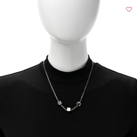 Louis Vuitton Crystal Gamble Station Necklace 18.5" 100% Authentic Silver-Tone - Picture 10 of 10
